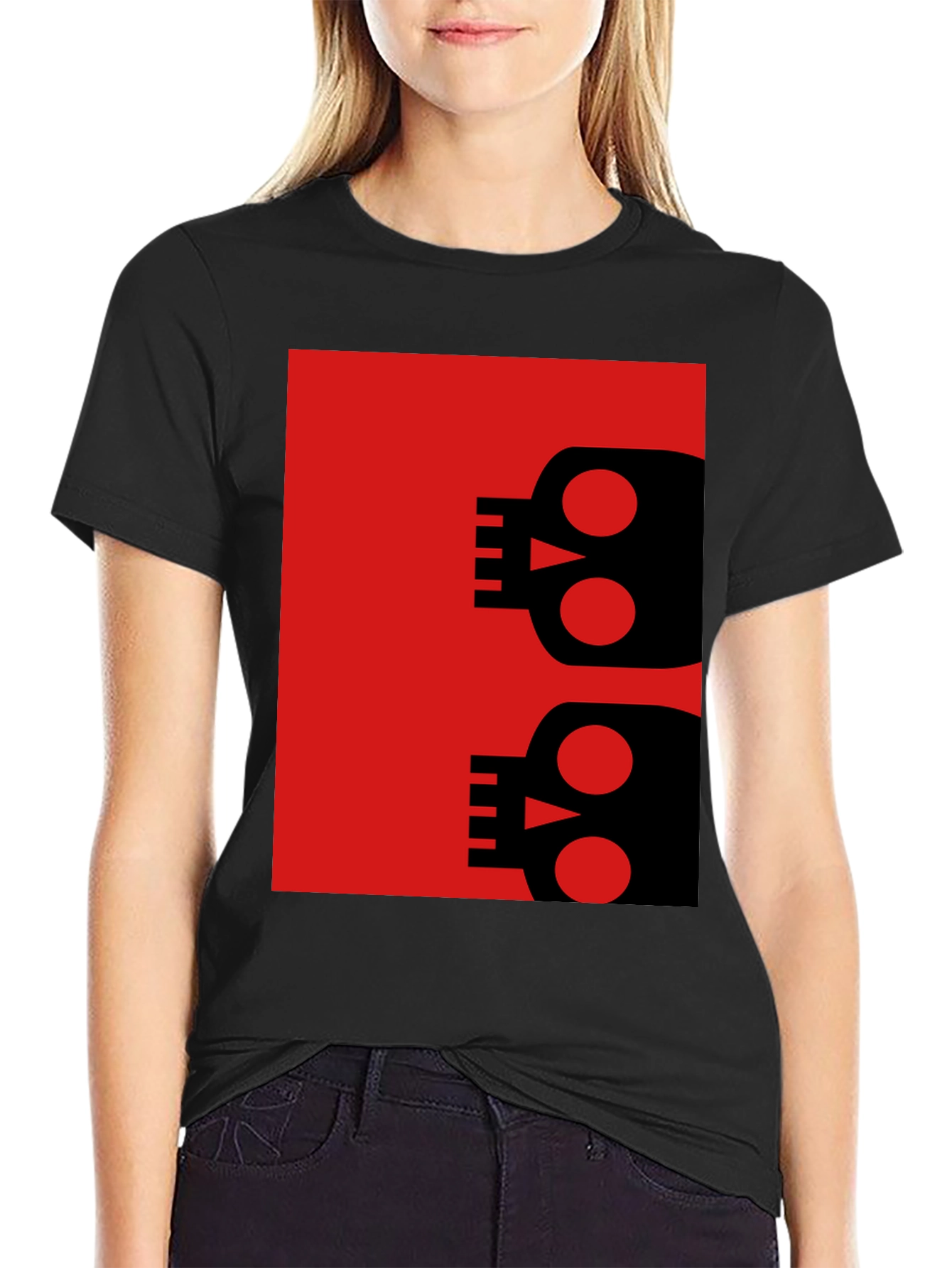 Modern Skull Graphic Tee - Black