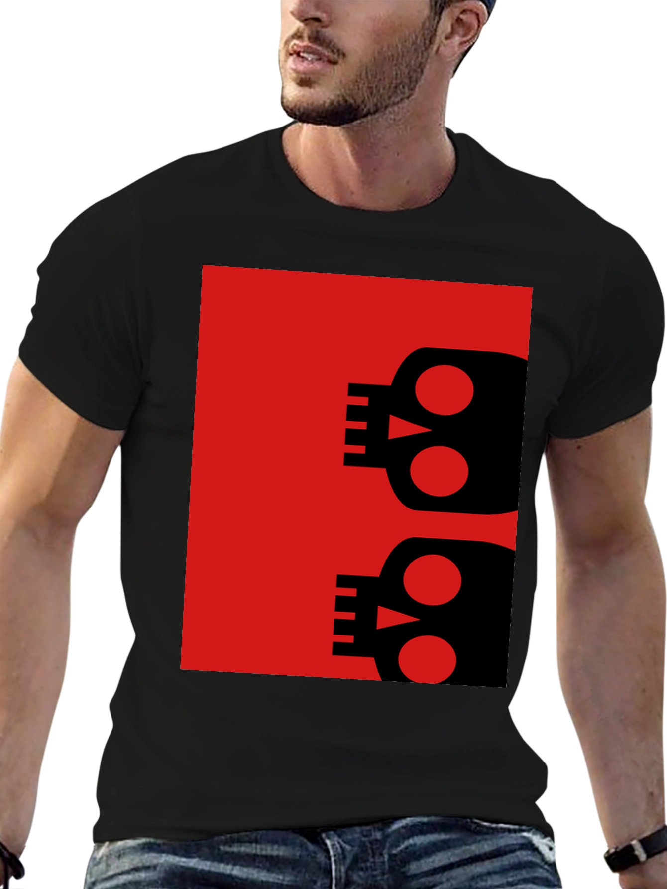 Modern Skull Graphic Tee - Black