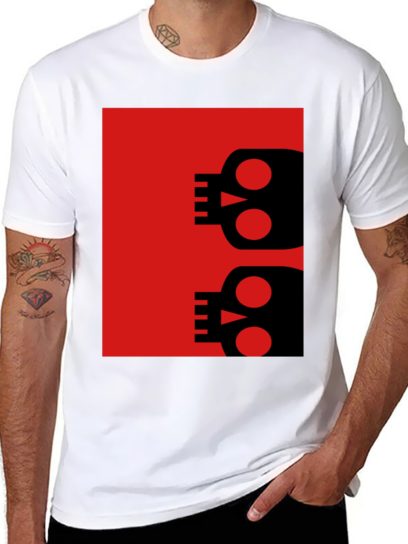 Modern Skull Graphic Tee - Black