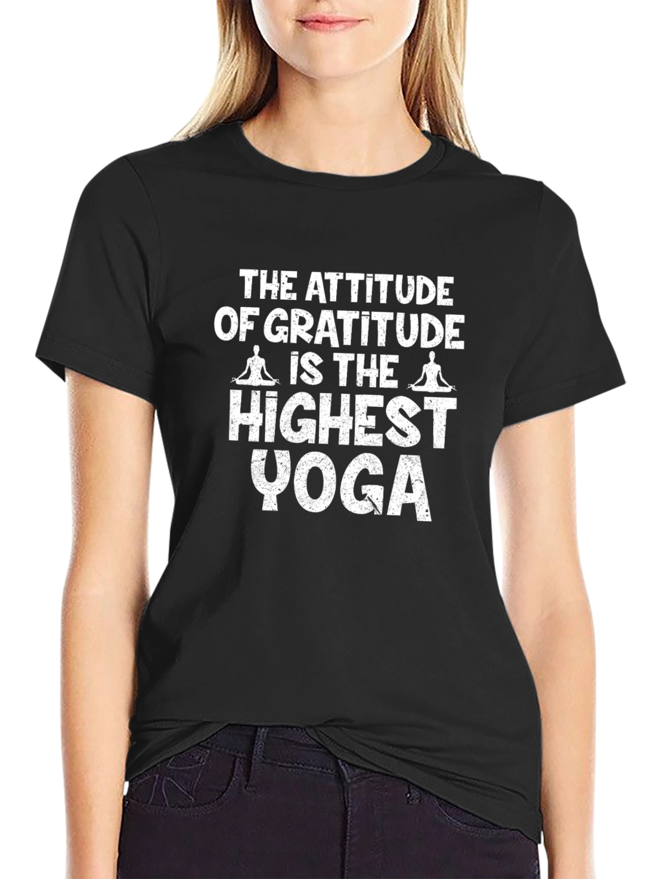 Gratitude Yoga Black T-Shirt - Highest Yoga Meditation Tee