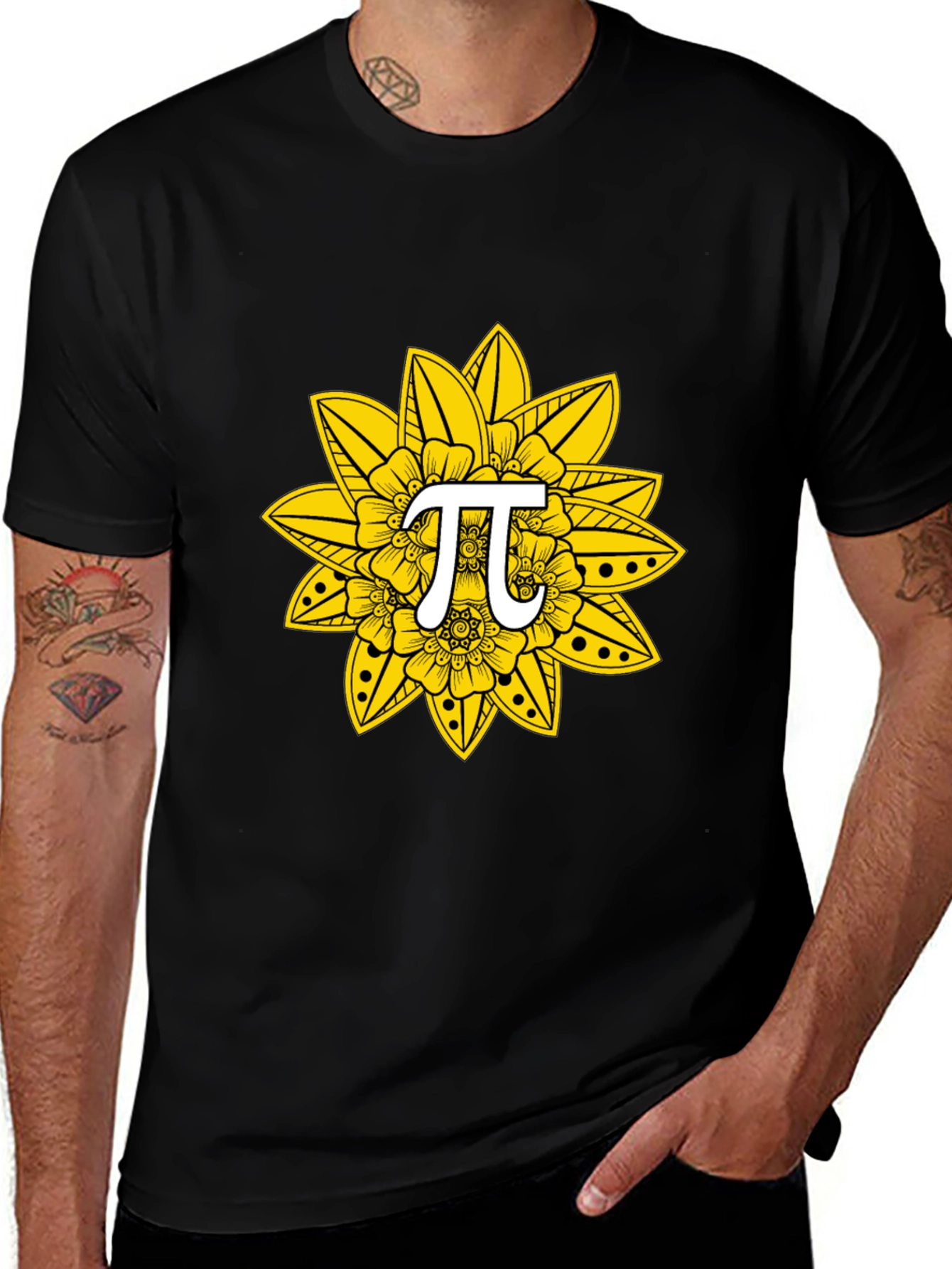 Pi Symbol Floral Design T-Shirt - Math Tee