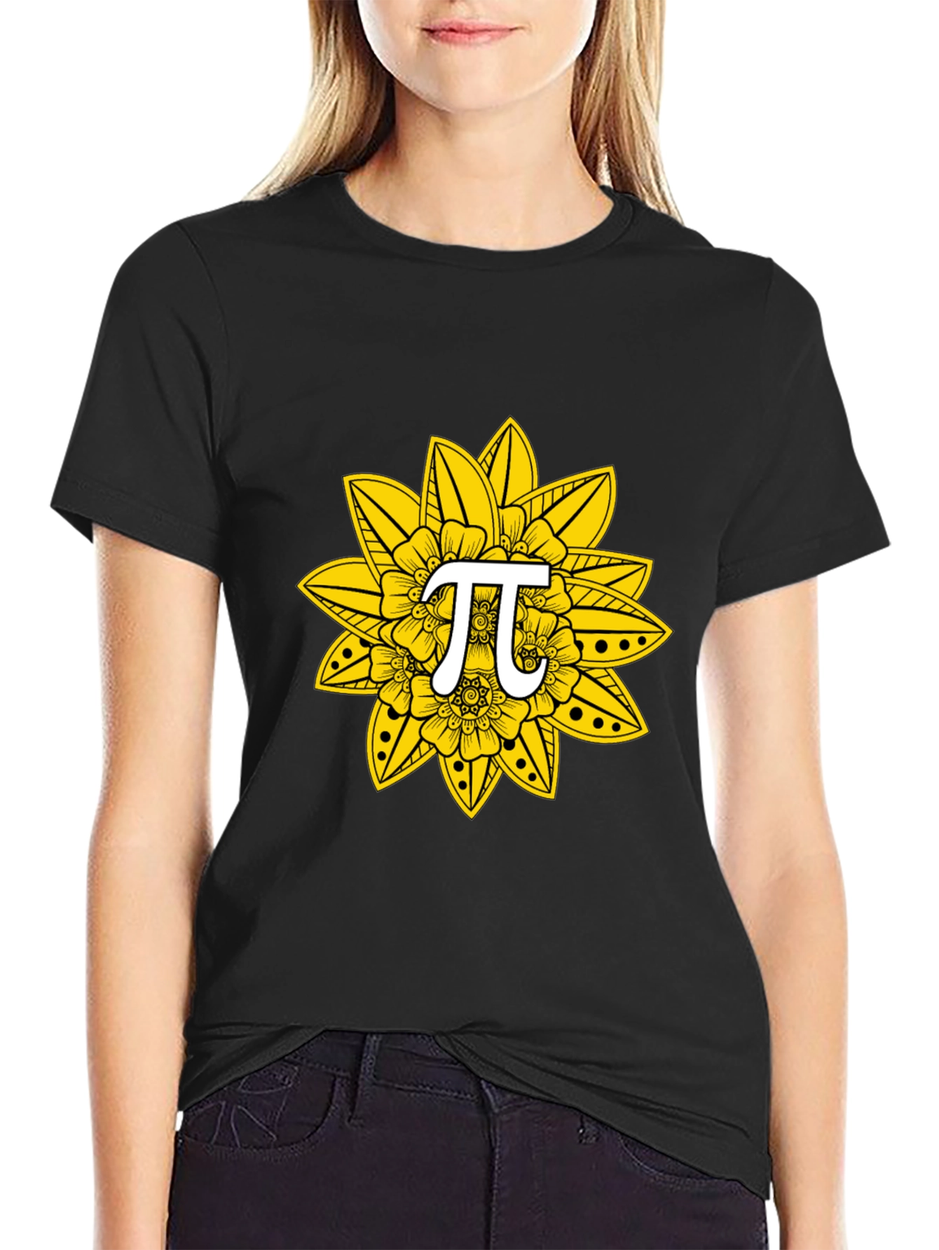 Pi Symbol Floral Design T-Shirt - Math Tee
