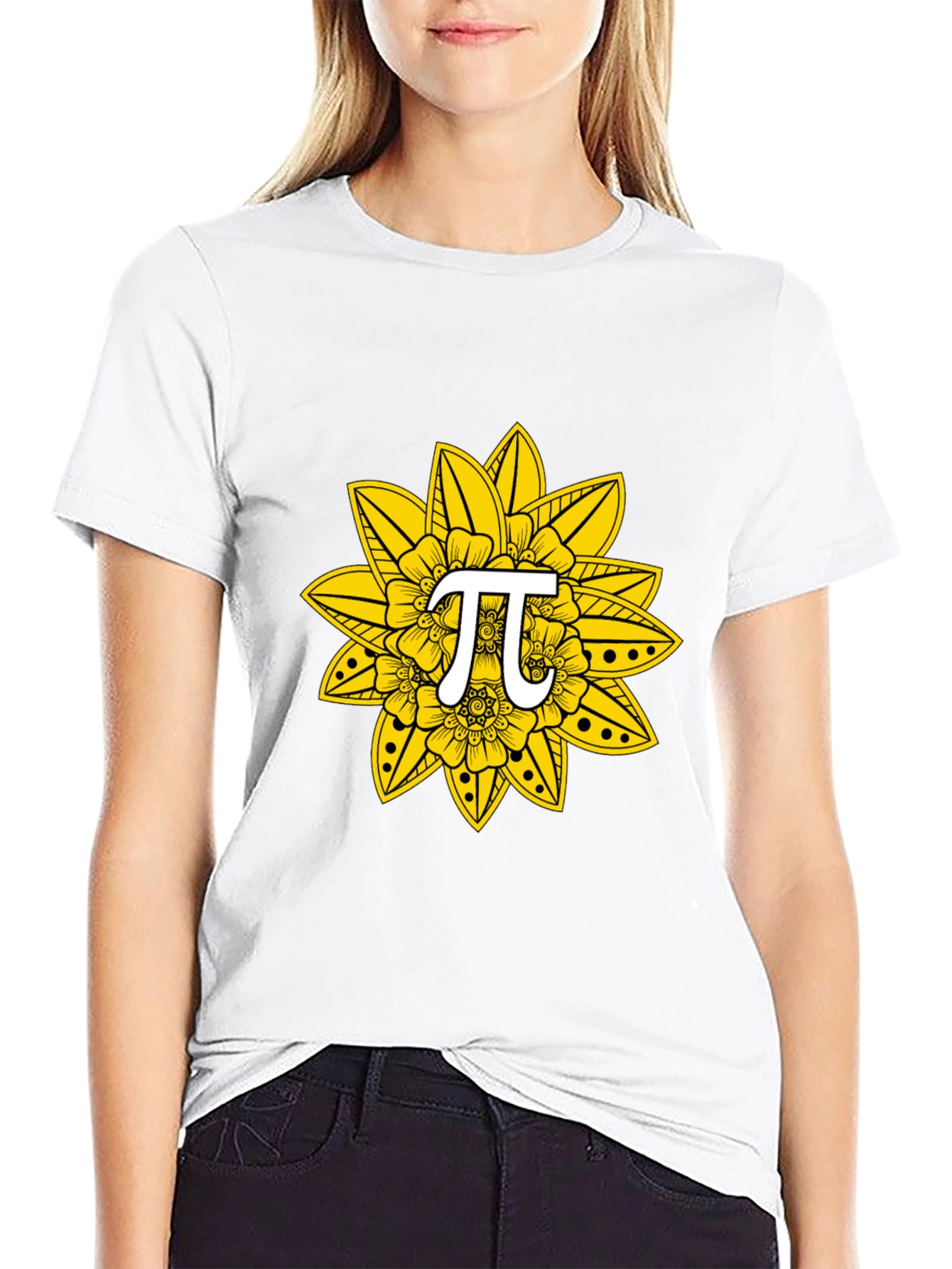 Pi Symbol Floral Design T-Shirt - Math Tee