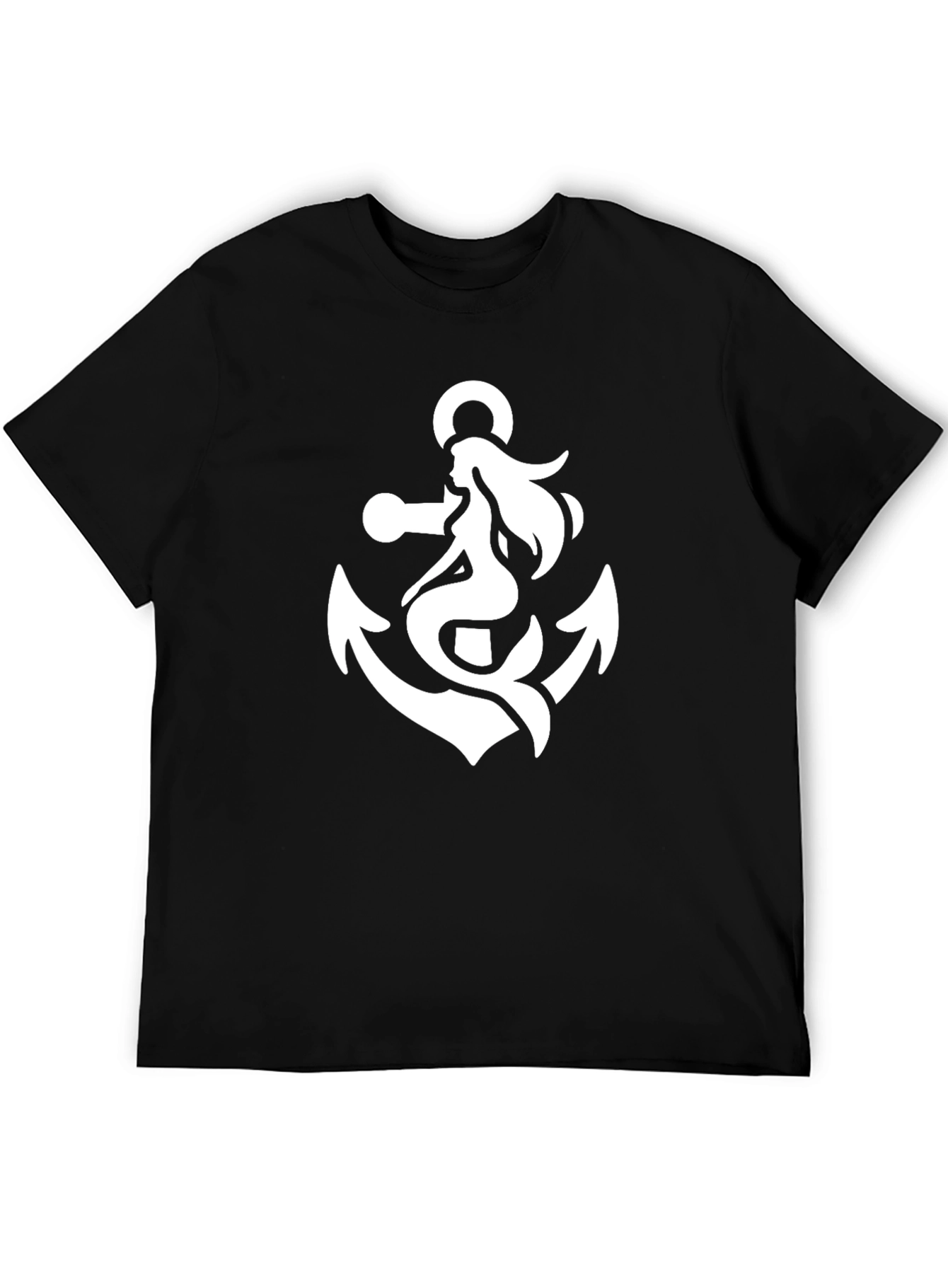 Anchor Mermaid Graphic T-Shirt - Black