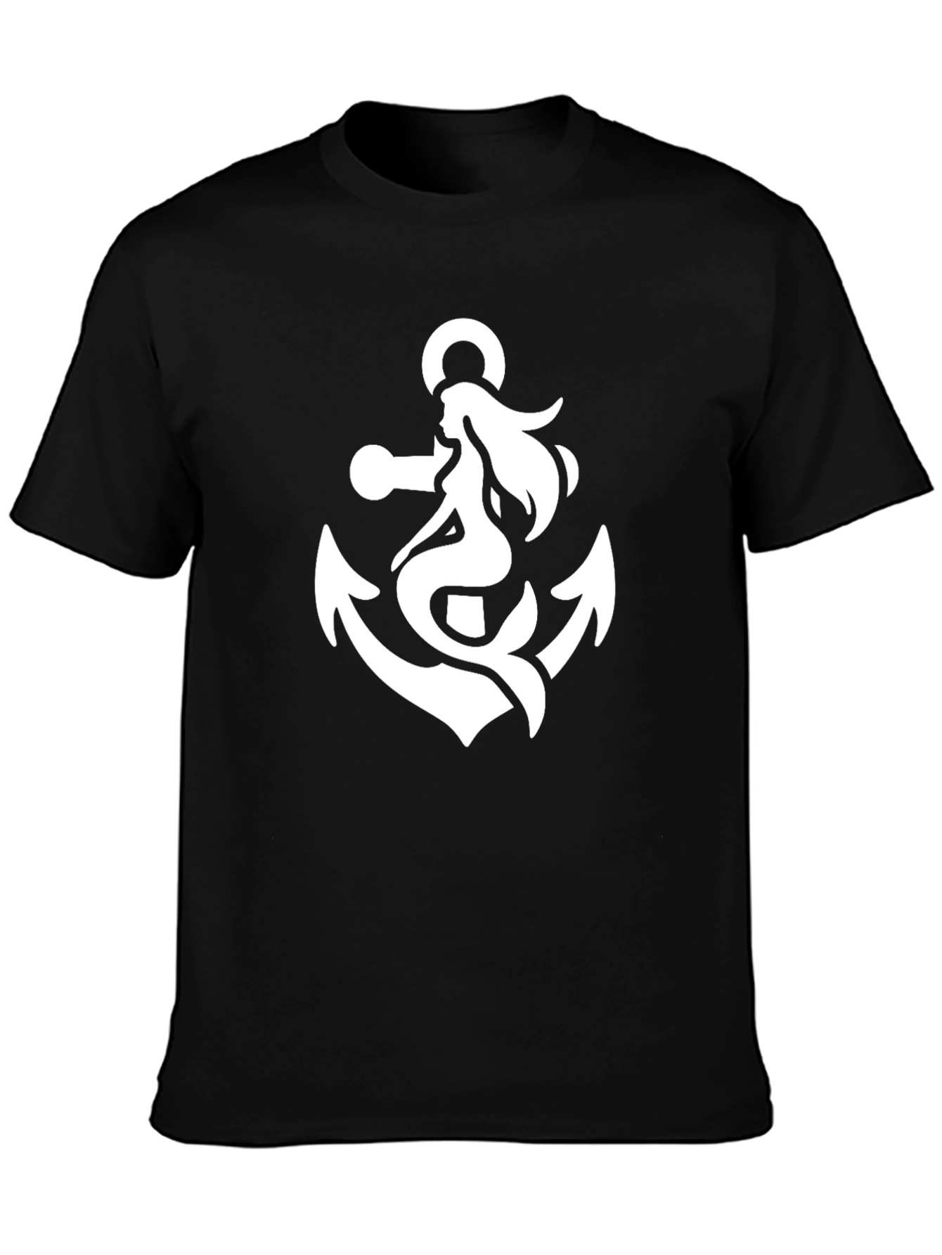 Anchor Mermaid Graphic T-Shirt - Black
