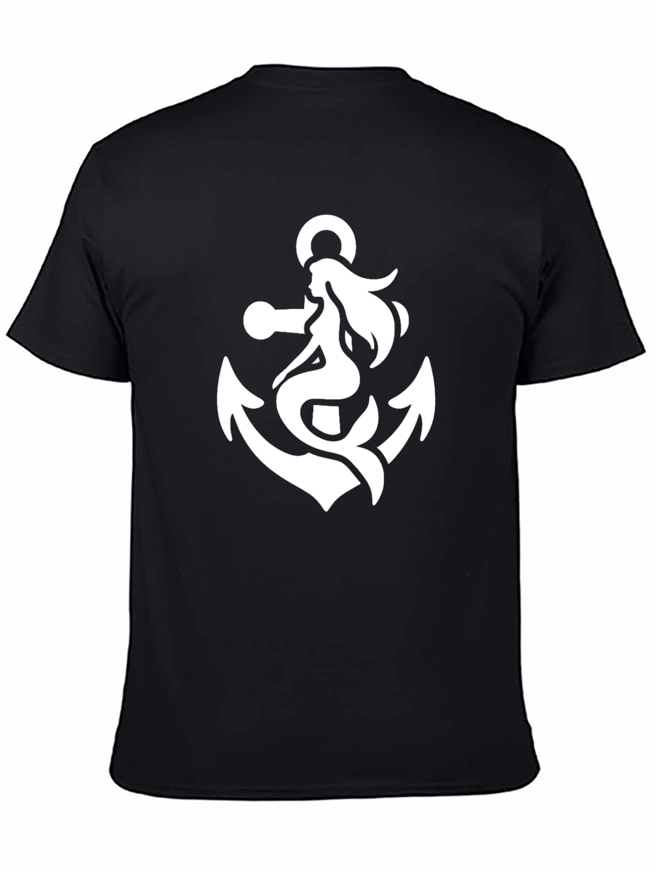 Anchor Mermaid Graphic T-Shirt - Black