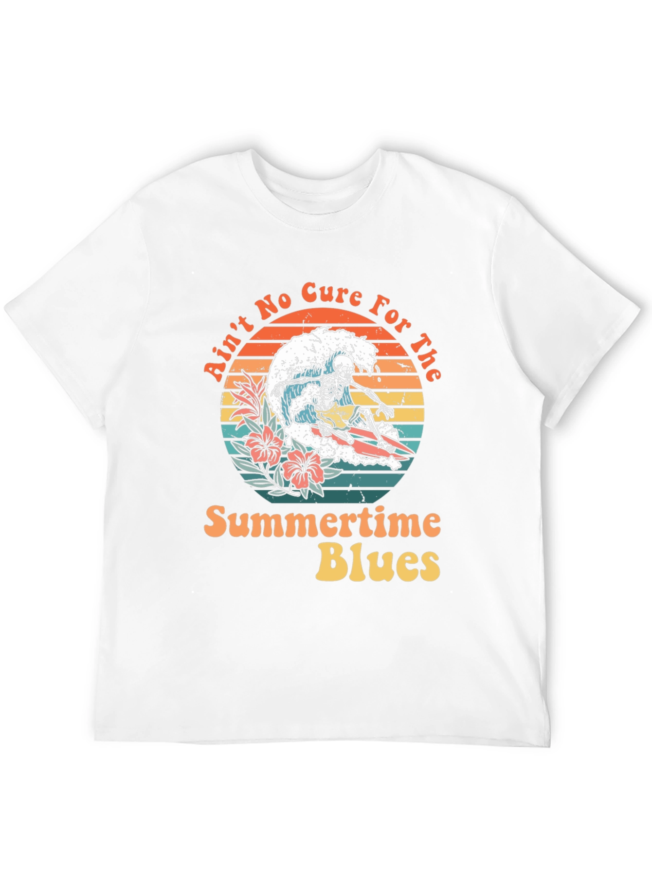 Summertime Blues Skeleton Surfer Graphic Tee