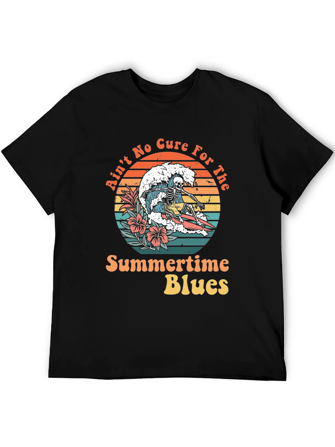Summertime Blues Skeleton Surfer Graphic Tee