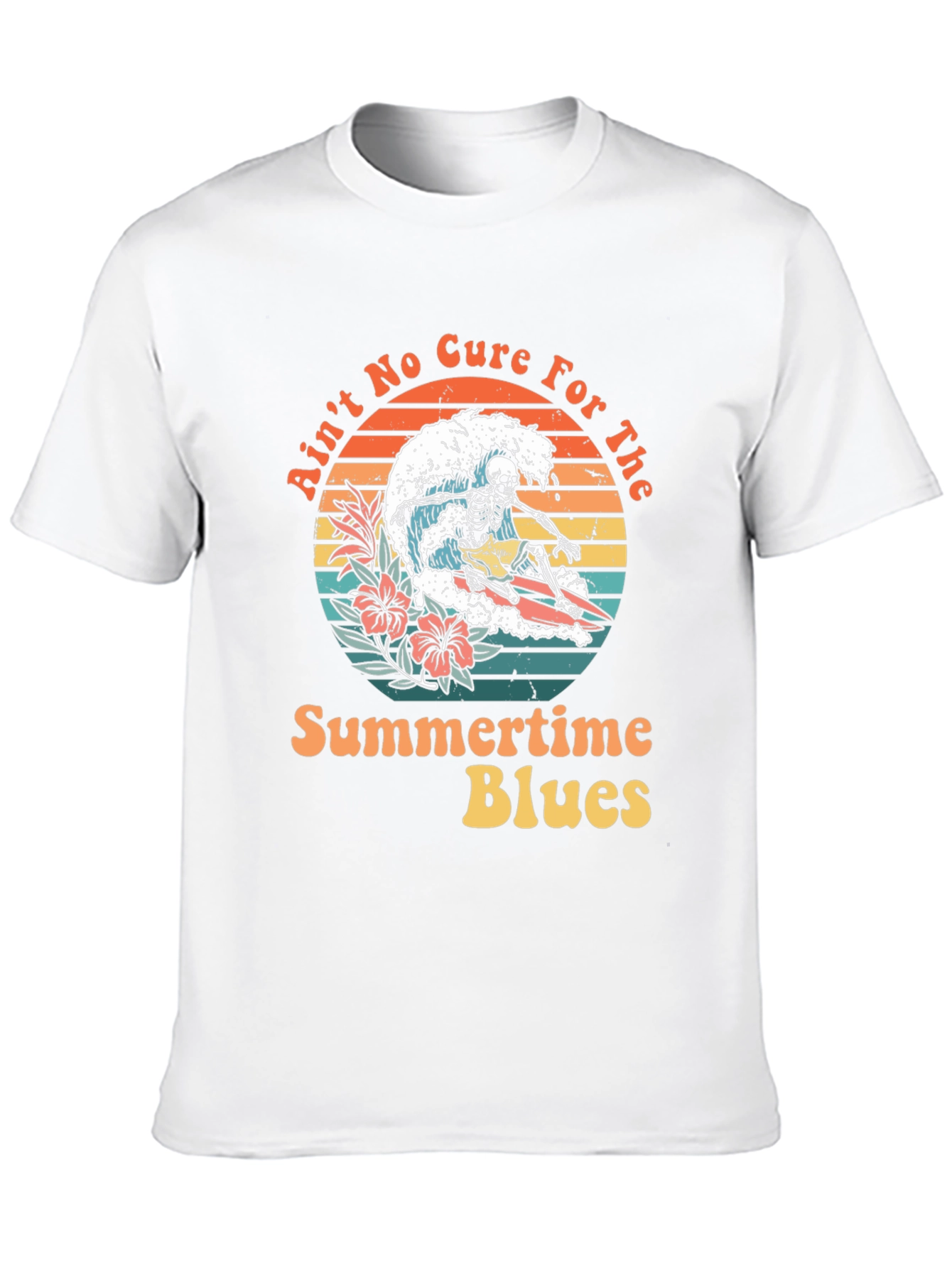 Summertime Blues Skeleton Surfer Graphic Tee