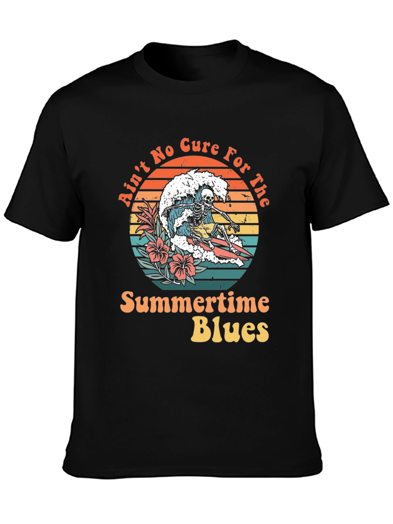 Summertime Blues Skeleton Surfer Graphic Tee