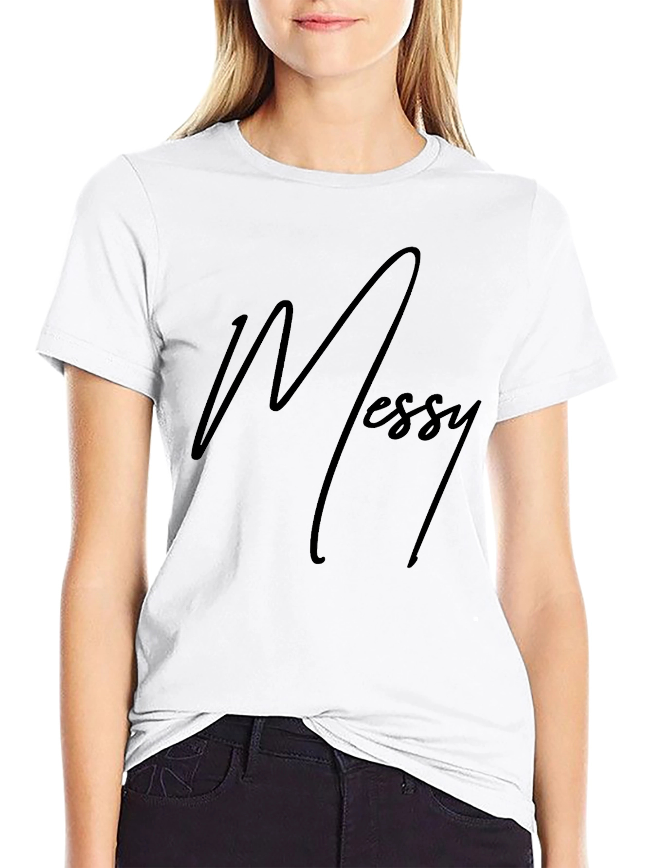Messy Black T-Shirt Casual Wear
