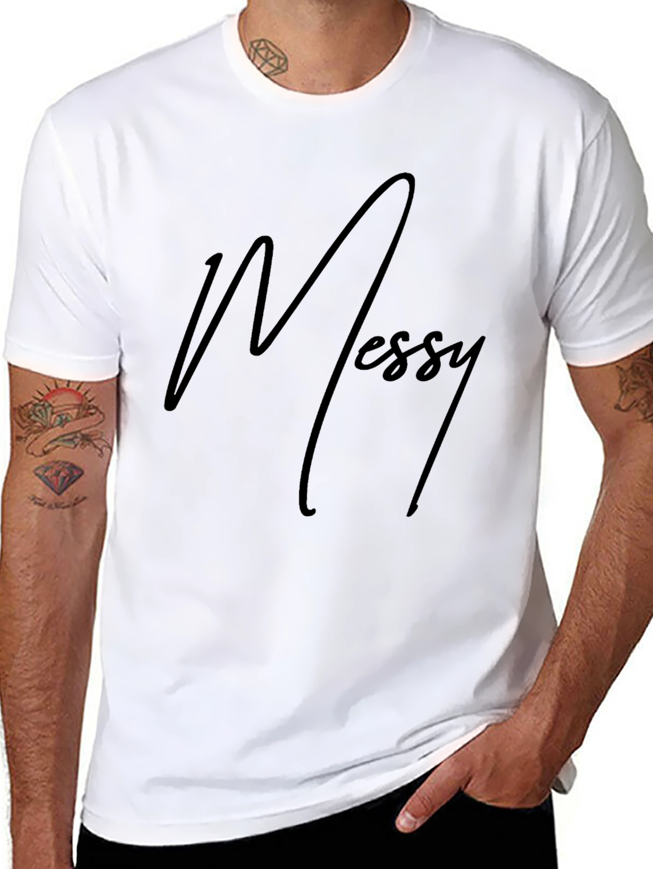 Messy Black T-Shirt Casual Wear