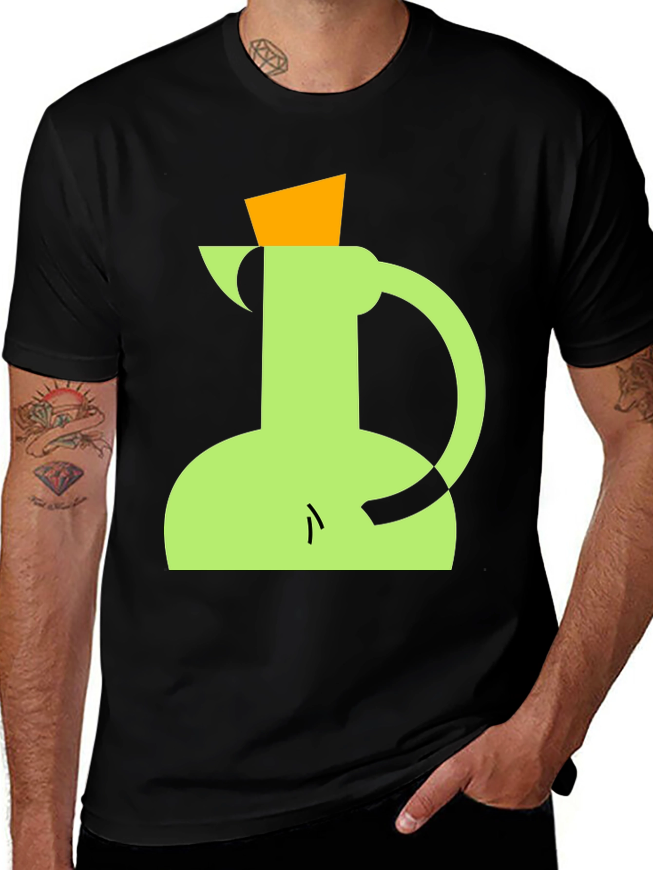Geometric Pitcher Graphic Tee - Modern Art Style