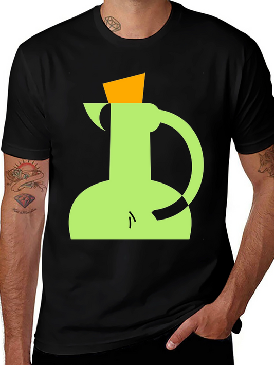 Geometric Pitcher Graphic Tee - Modern Art Style