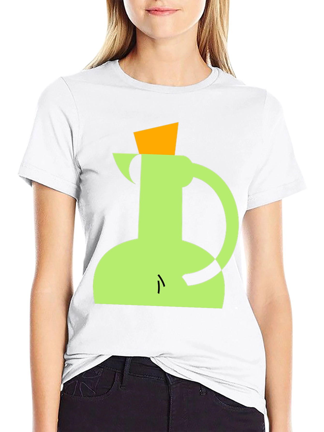 Geometric Pitcher Graphic Tee - Modern Art Style