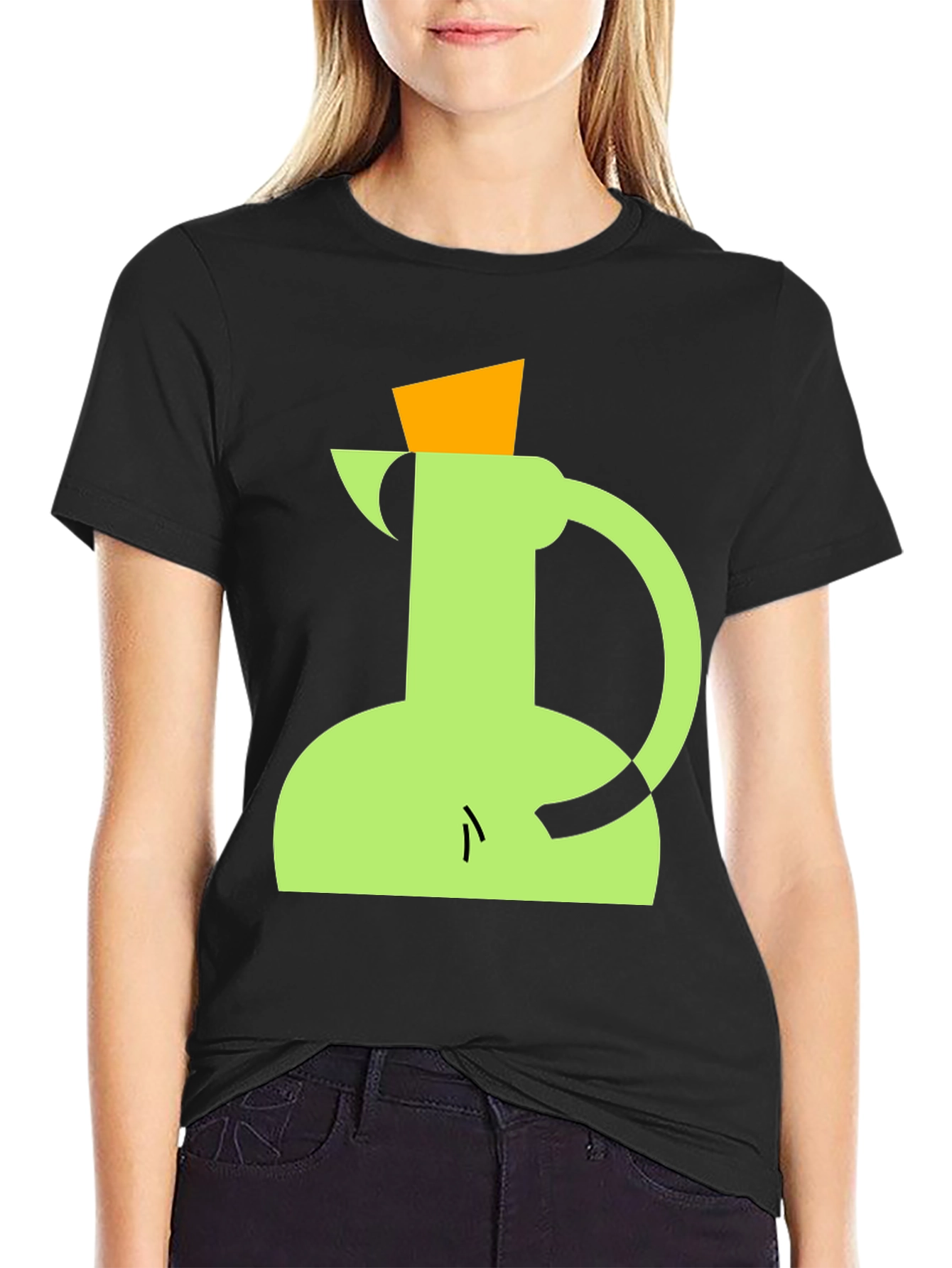 Geometric Pitcher Graphic Tee - Modern Art Style