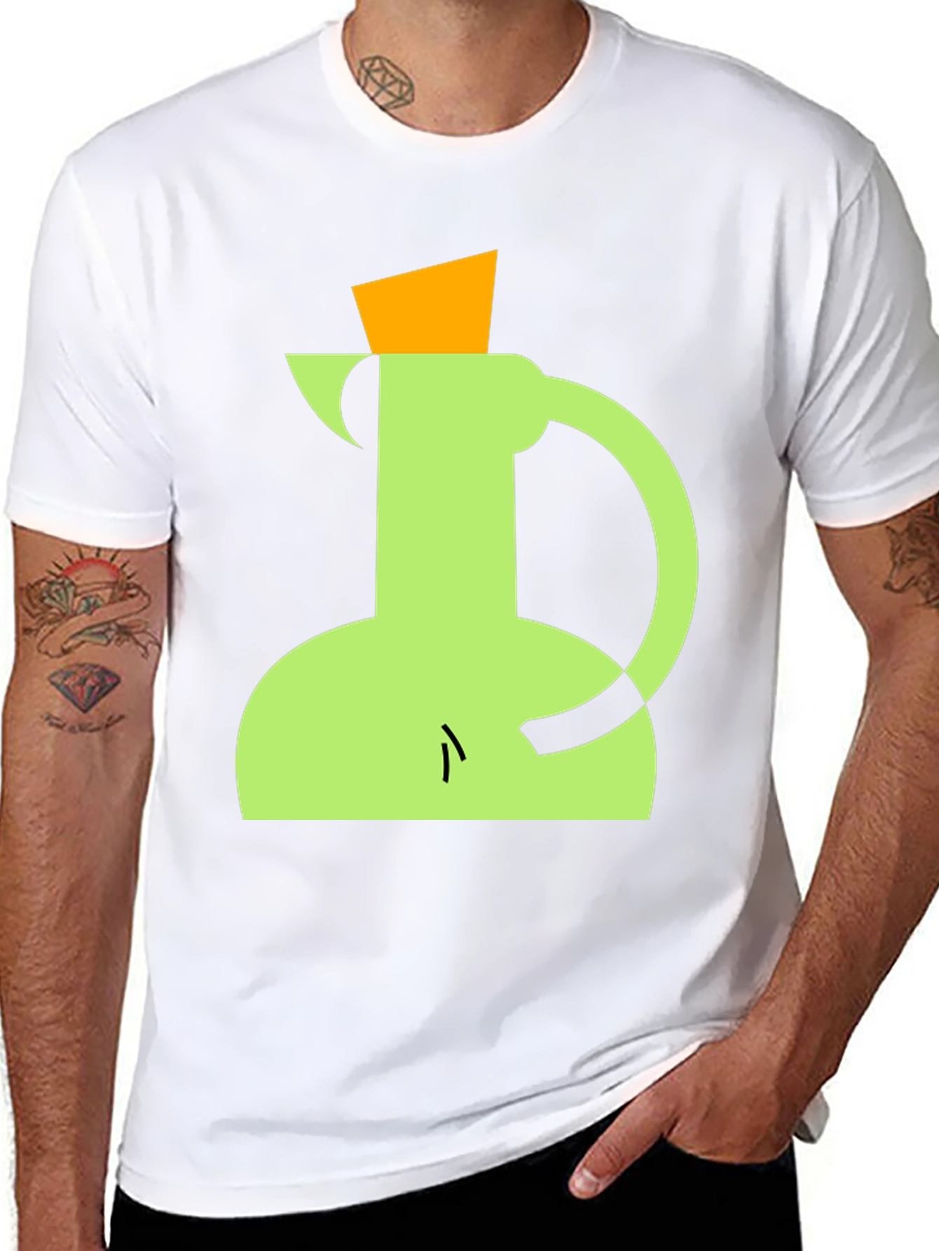 Geometric Pitcher Graphic Tee - Modern Art Style