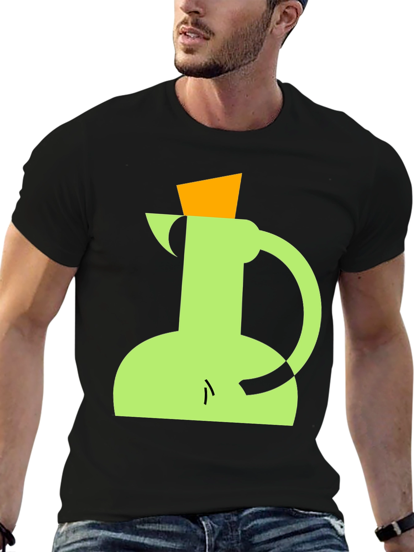 Geometric Pitcher Graphic Tee - Modern Art Style