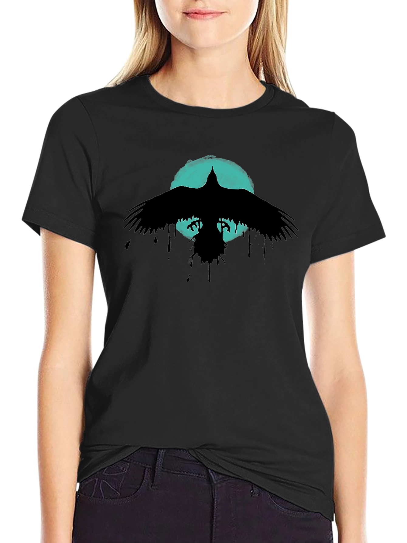 Raven Silhouette T-Shirt - Stylish Bird Graphic Tee