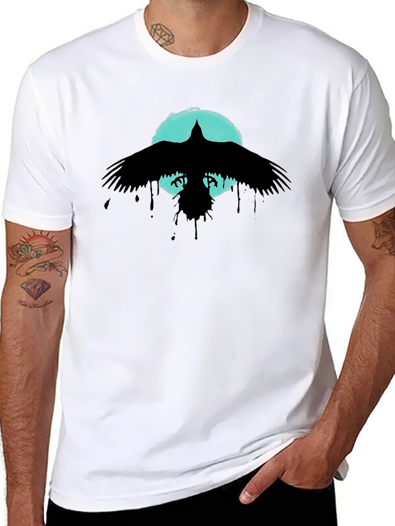 Raven Silhouette T-Shirt - Stylish Bird Graphic Tee