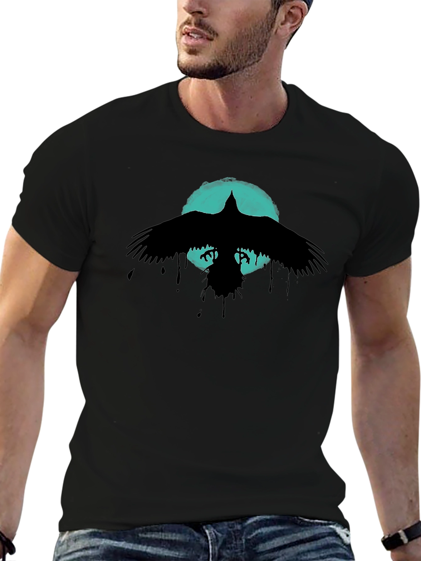 Raven Silhouette T-Shirt - Stylish Bird Graphic Tee