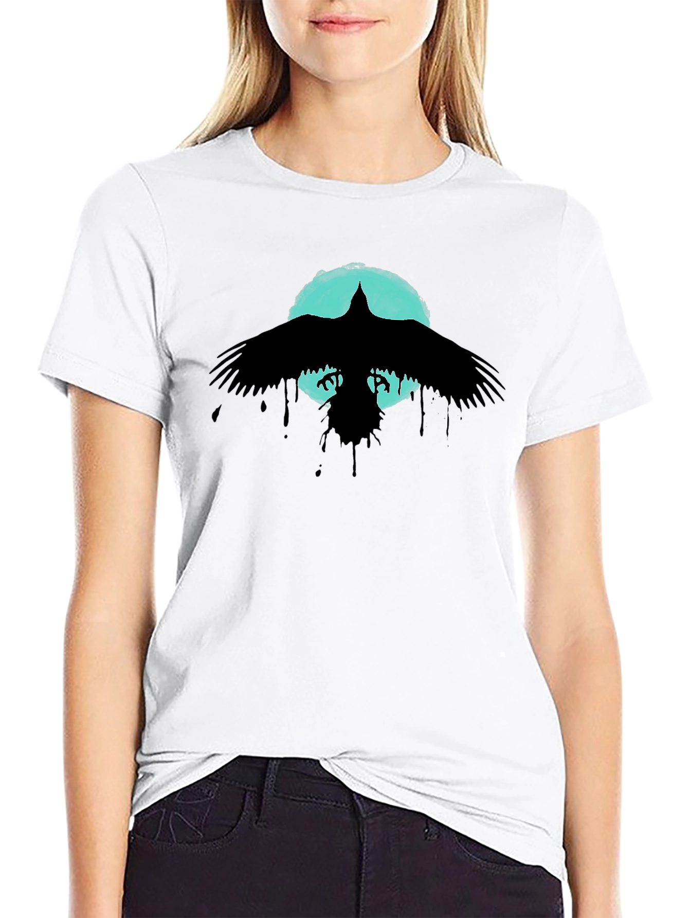 Raven Silhouette T-Shirt - Stylish Bird Graphic Tee