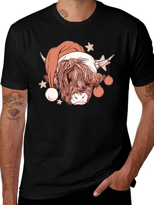 Festive Highland Cow Christmas Graphic Tee