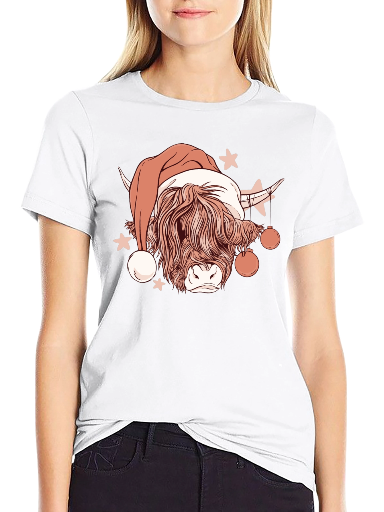 Festive Highland Cow Christmas Graphic Tee