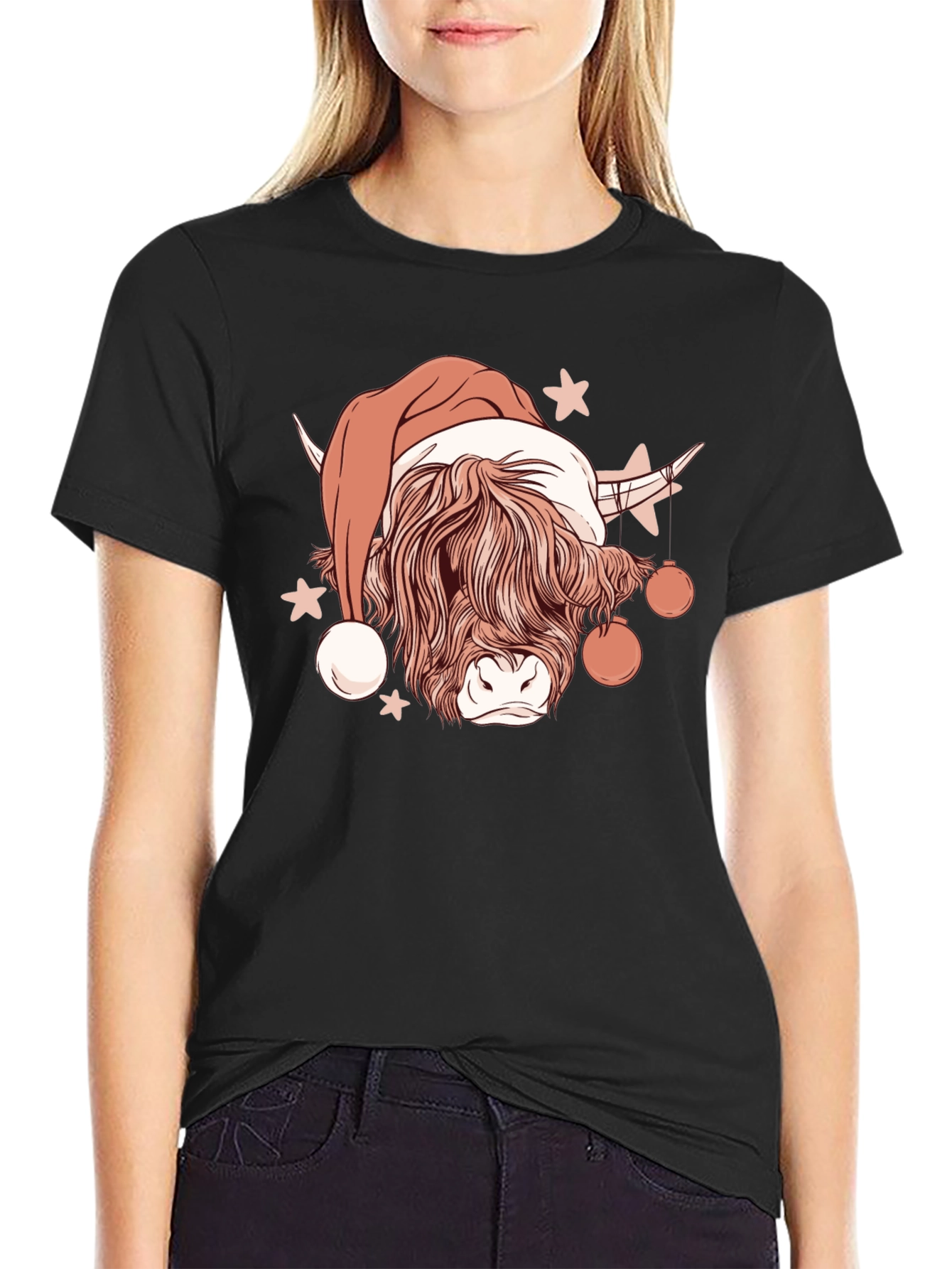 Festive Highland Cow Christmas Graphic Tee