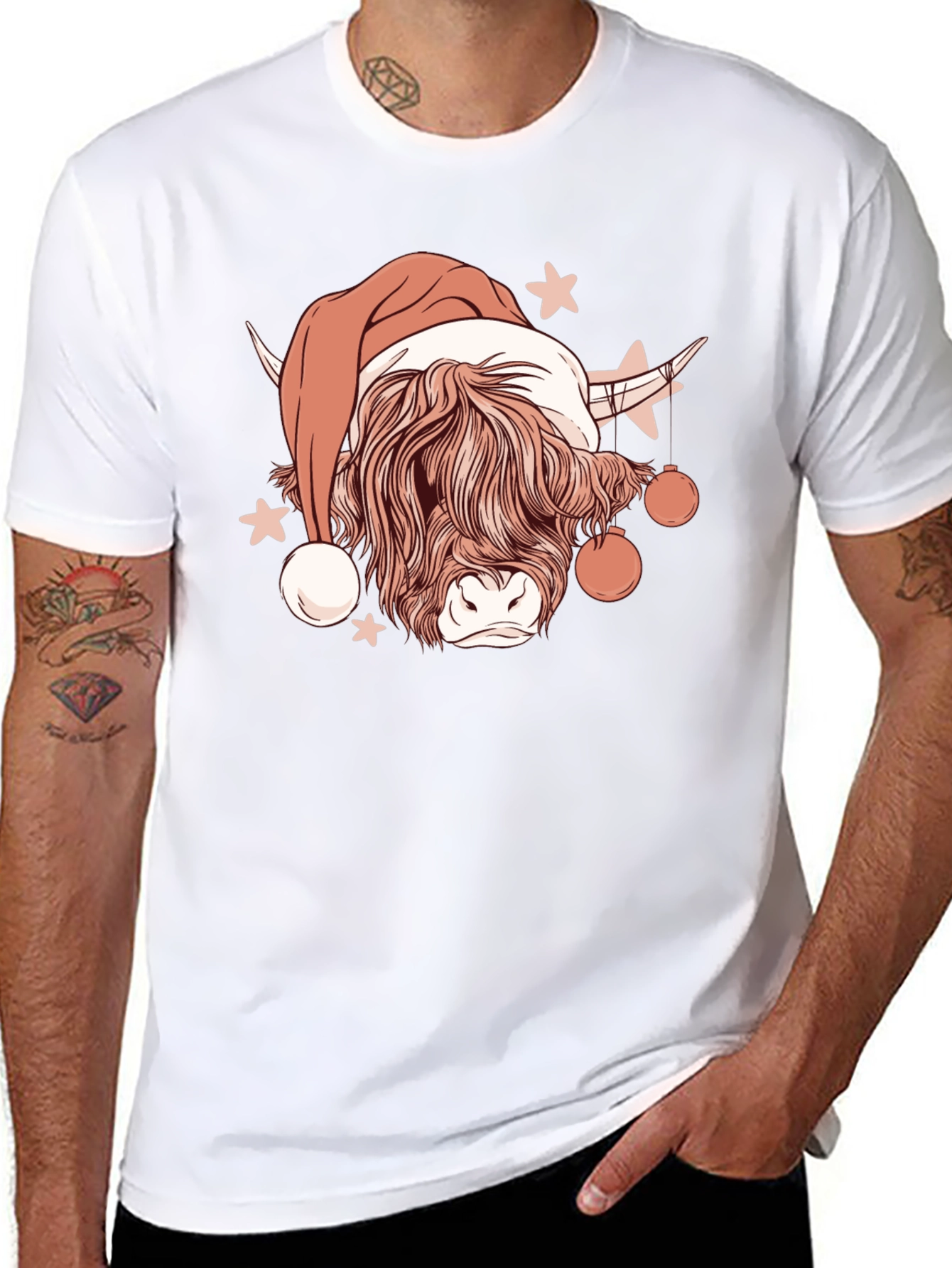 Festive Highland Cow Christmas Graphic Tee
