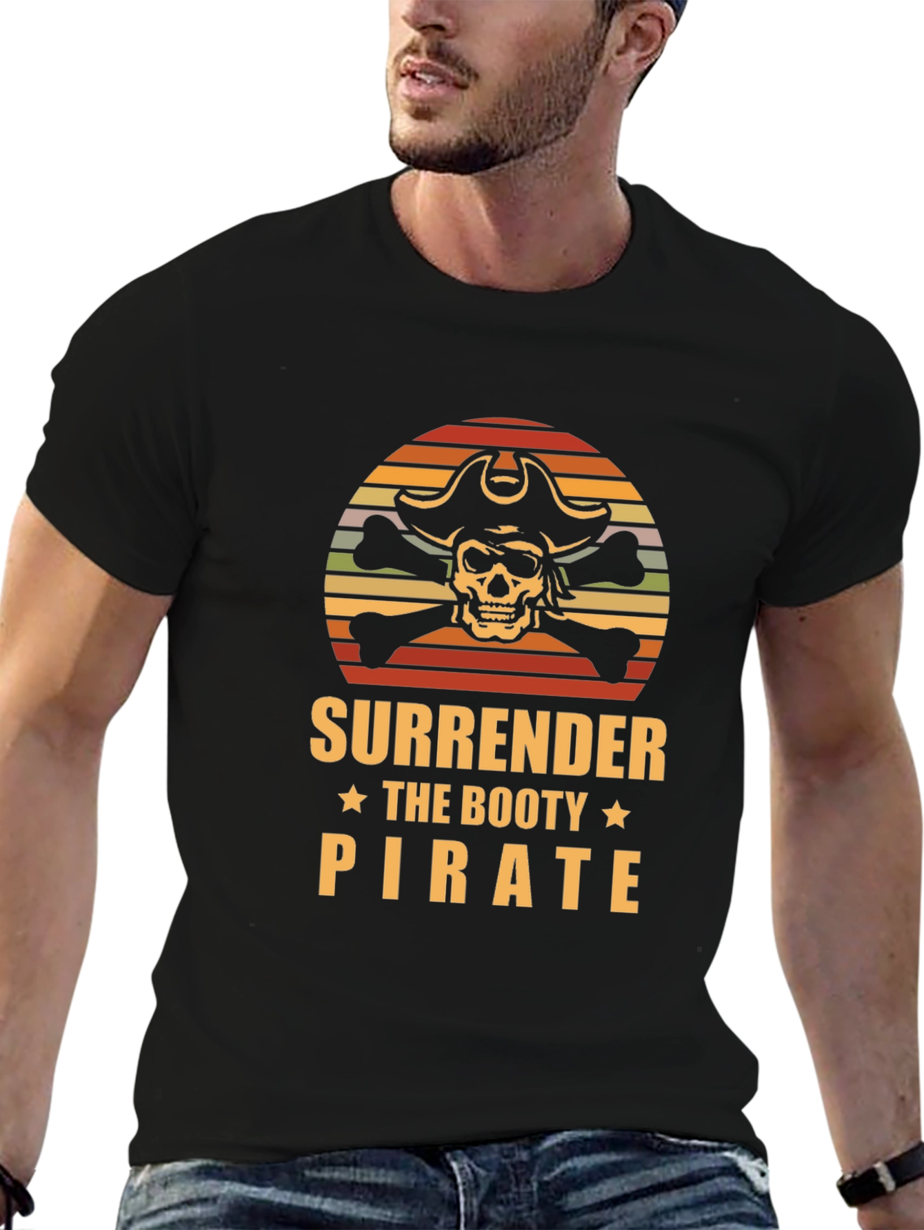 Surrender the Booty Pirate T-Shirt - Skull & Crossbones