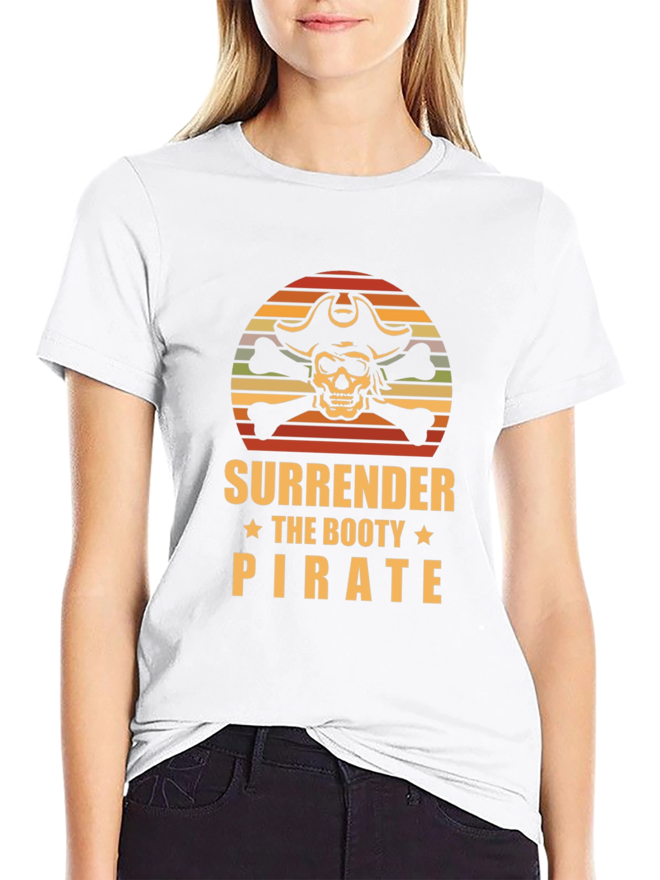 Surrender the Booty Pirate T-Shirt - Skull & Crossbones