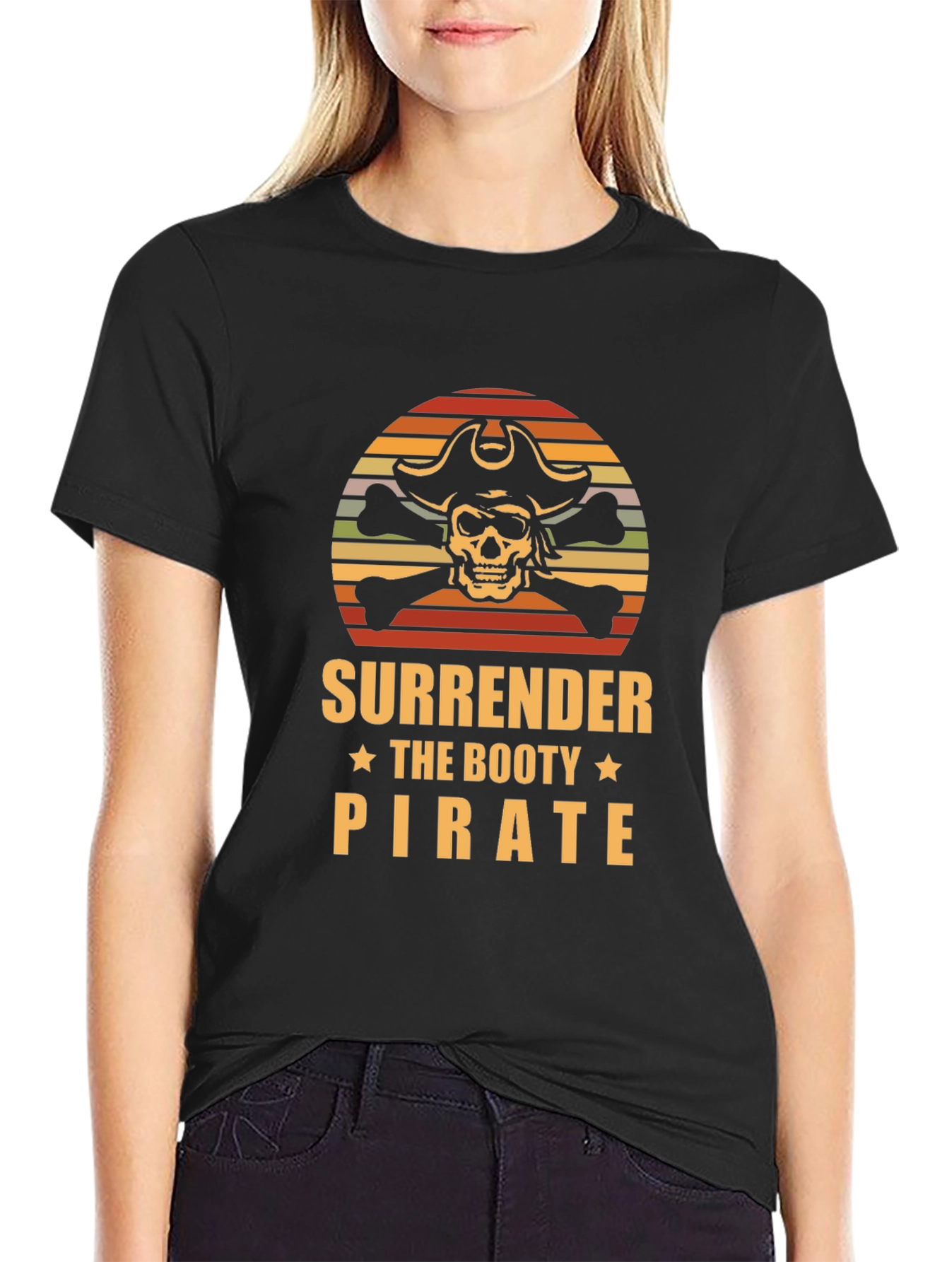 Surrender the Booty Pirate T-Shirt - Skull & Crossbones