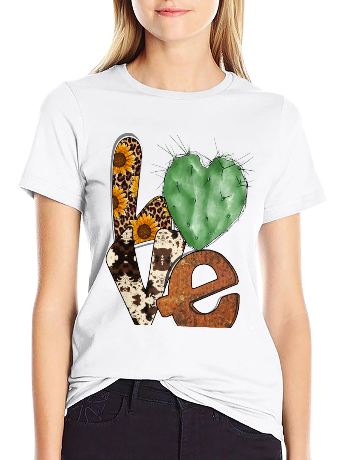 LOVE Western Graphic Tee - Cactus Heart