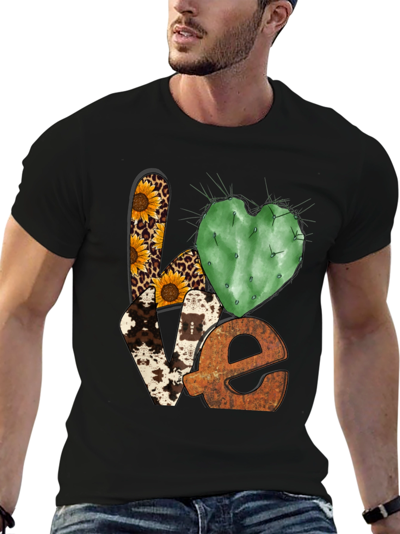 LOVE Western Graphic Tee - Cactus Heart
