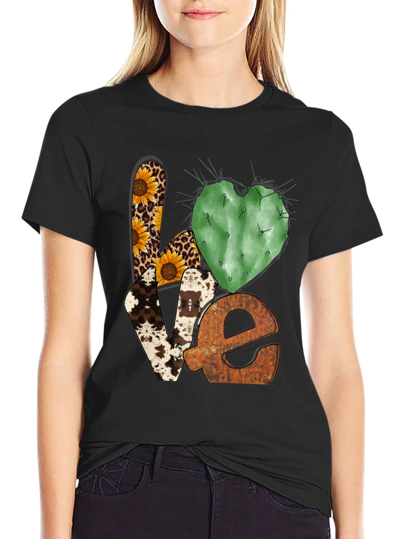 LOVE Western Graphic Tee - Cactus Heart