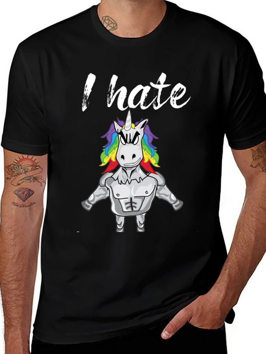 I Hate Unicorns Graphic T-Shirt - Black