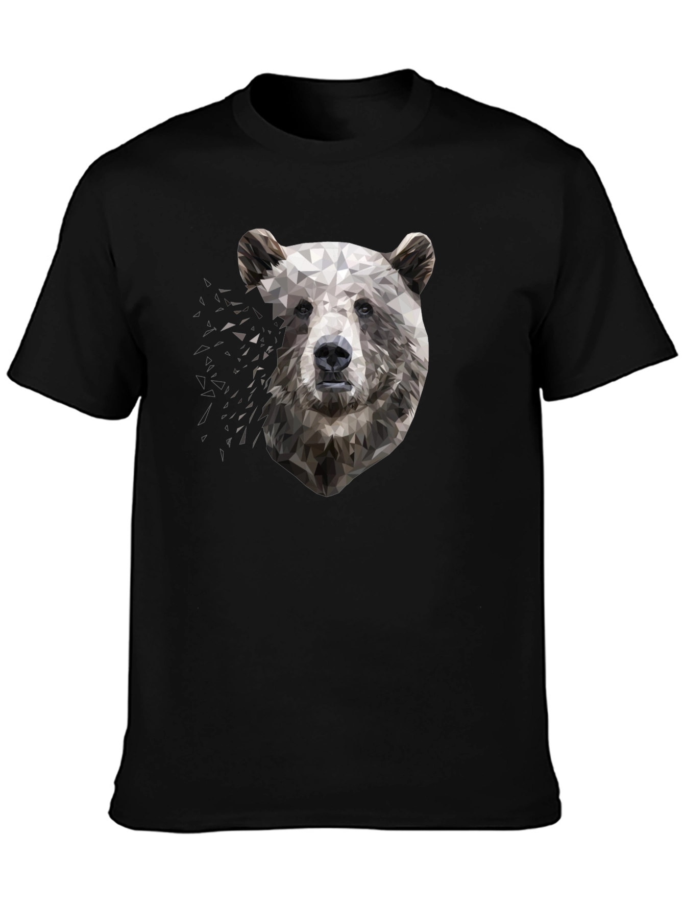 Geometric Bear Graphic Black T-Shirt
