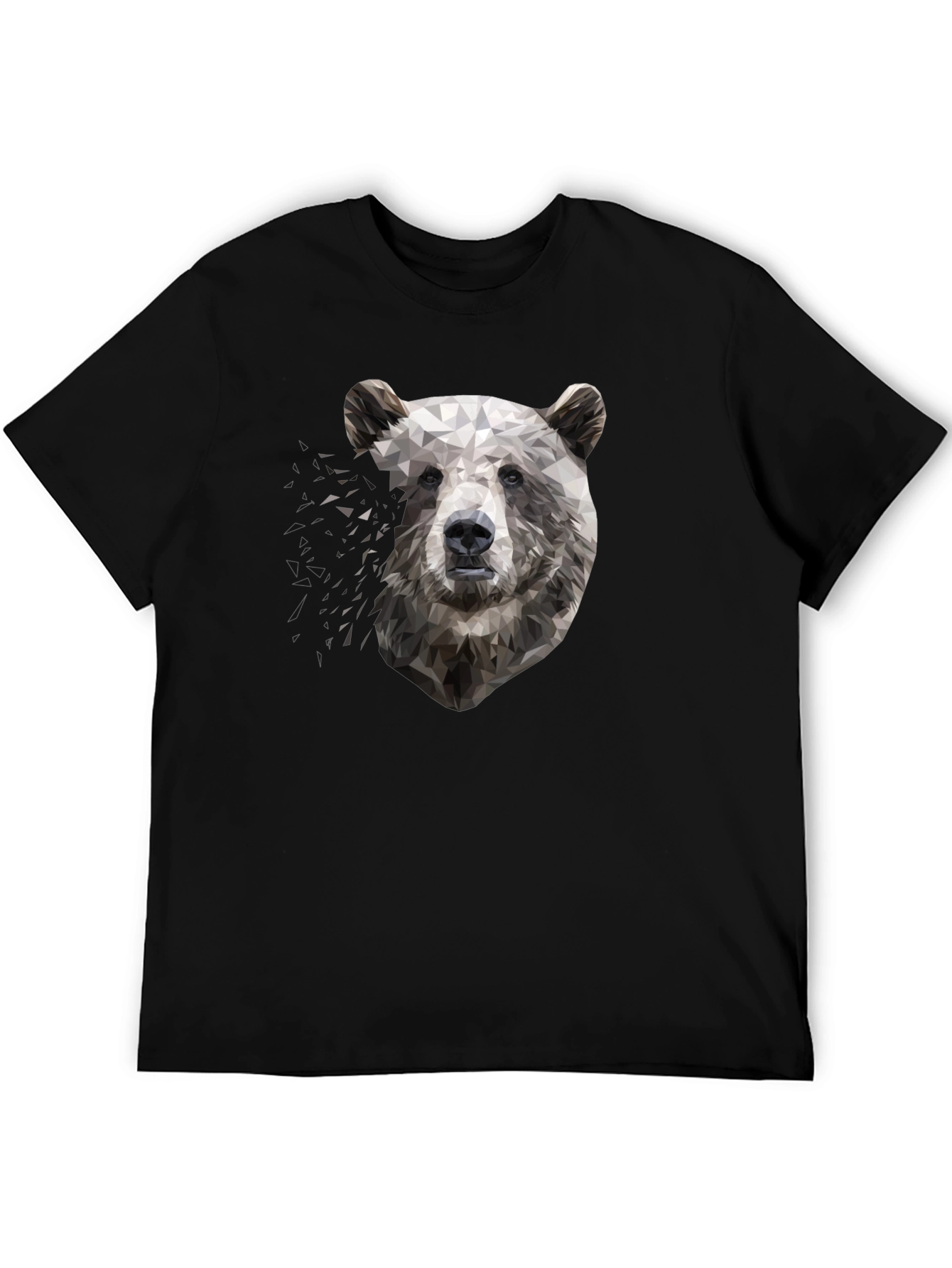 Geometric Bear Graphic Black T-Shirt