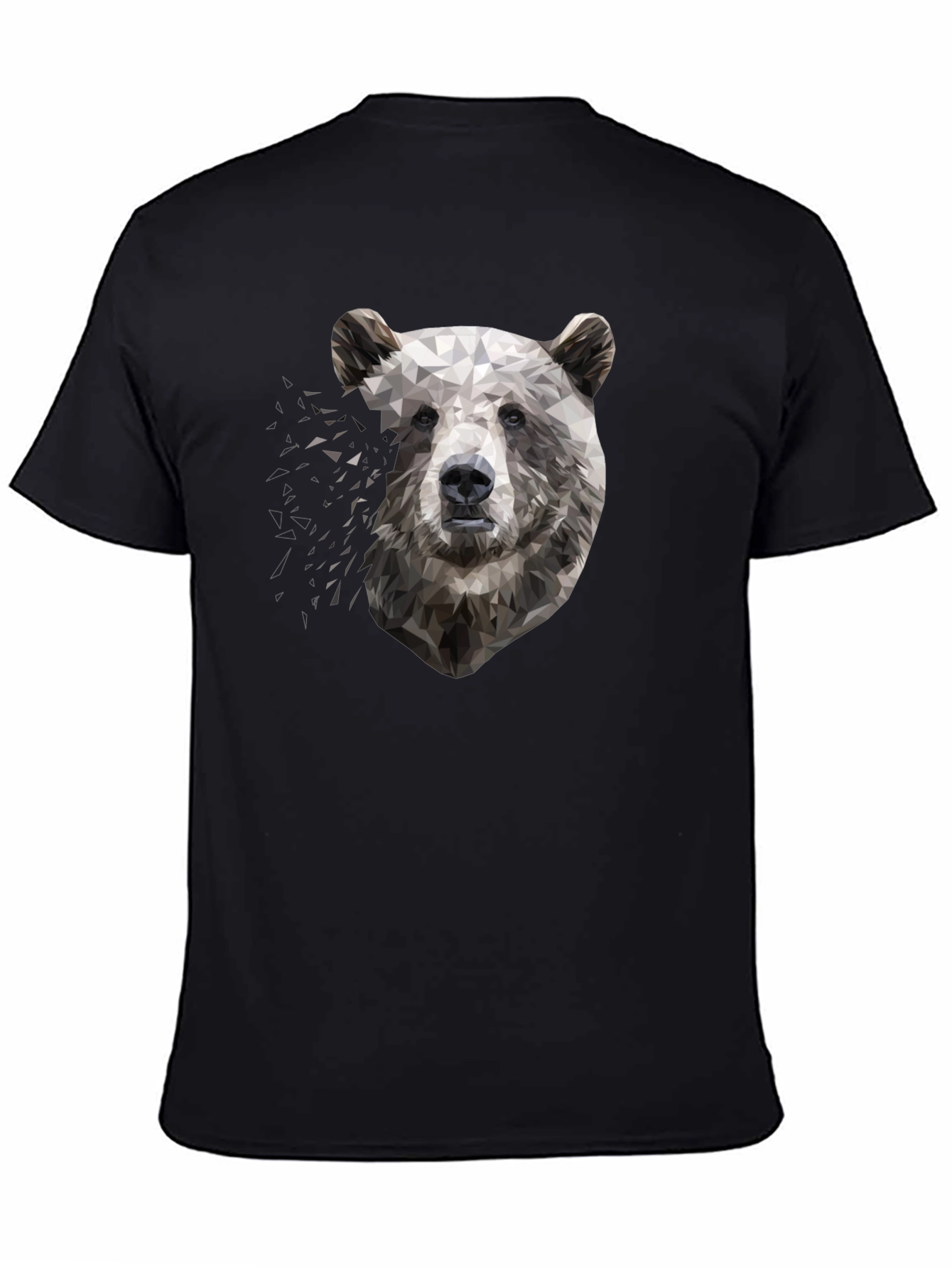 Geometric Bear Graphic Black T-Shirt