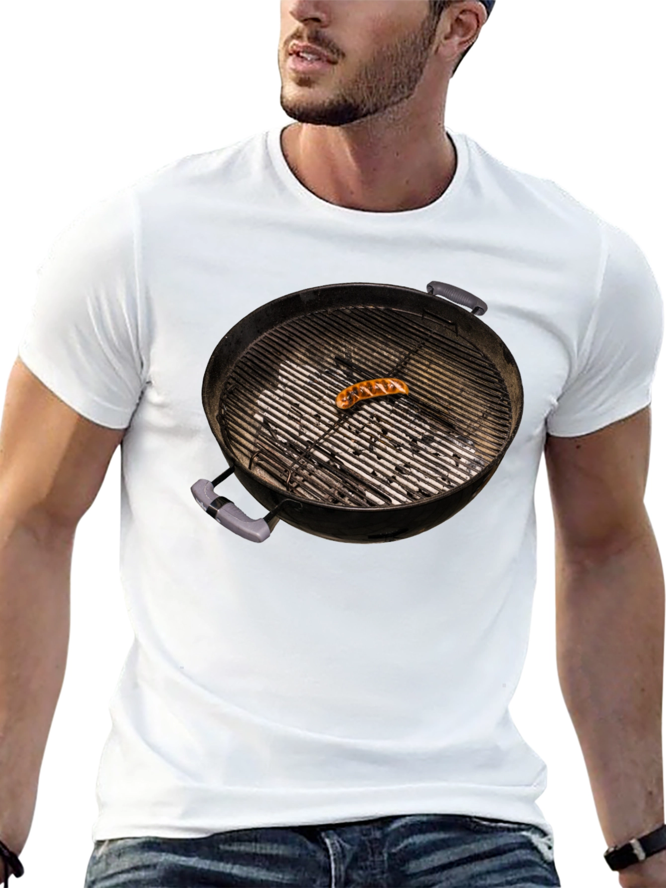 BBQ Grill T-Shirt with Sausage - Novelty Summer Tee