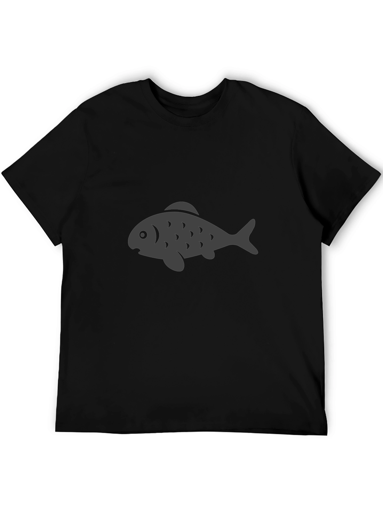 Black T-Shirt with Gray Fish Graphic