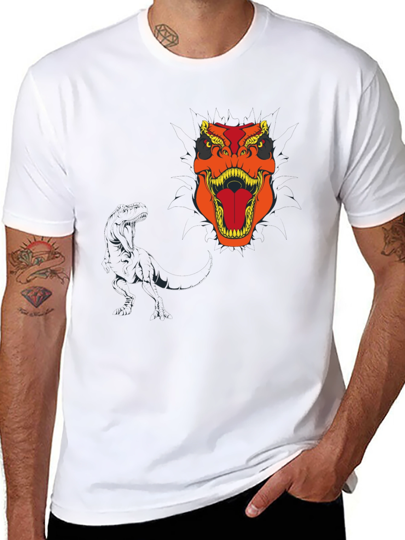 Dino Roar Black T-Shirt - Bold Graphic Tee