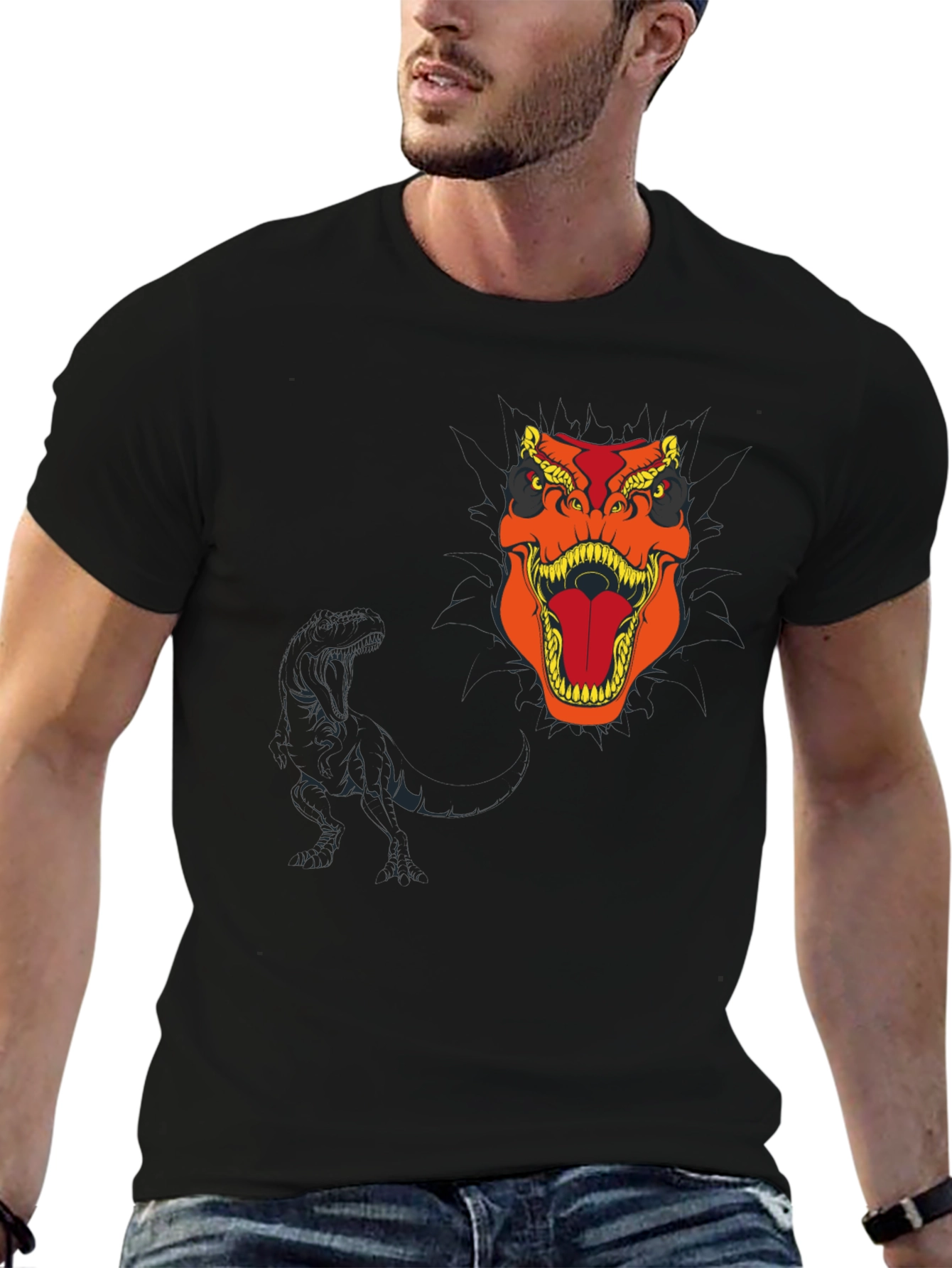 Dino Roar Black T-Shirt - Bold Graphic Tee