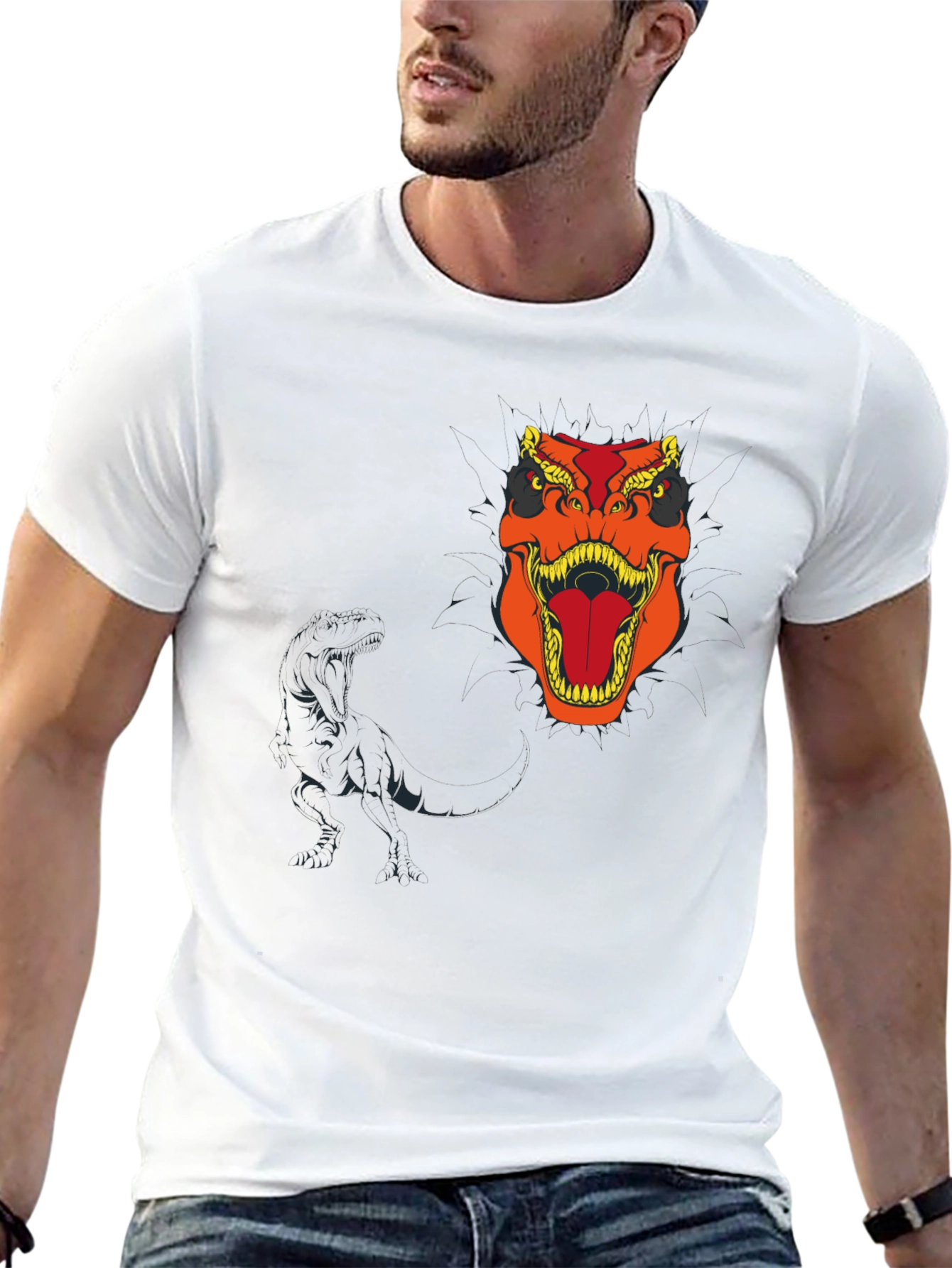 Dino Roar Black T-Shirt - Bold Graphic Tee
