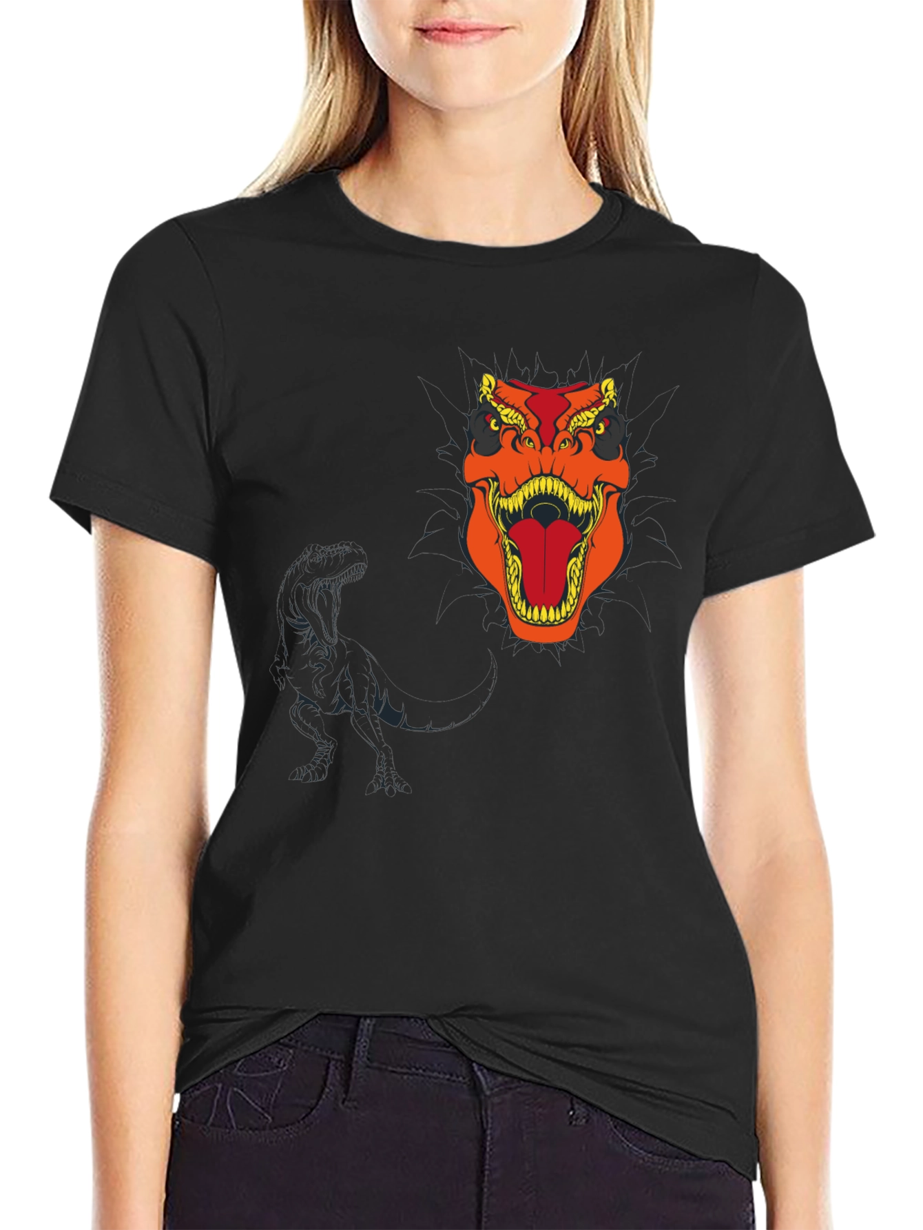 Dino Roar Black T-Shirt - Bold Graphic Tee