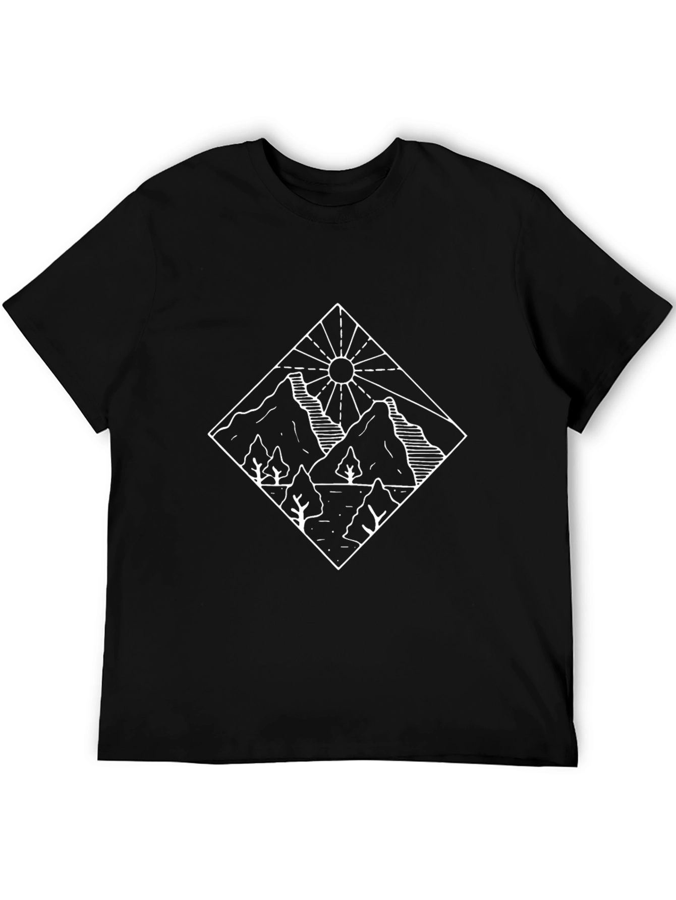 Mountain Scene Graphic Tee - Black Casual Wear