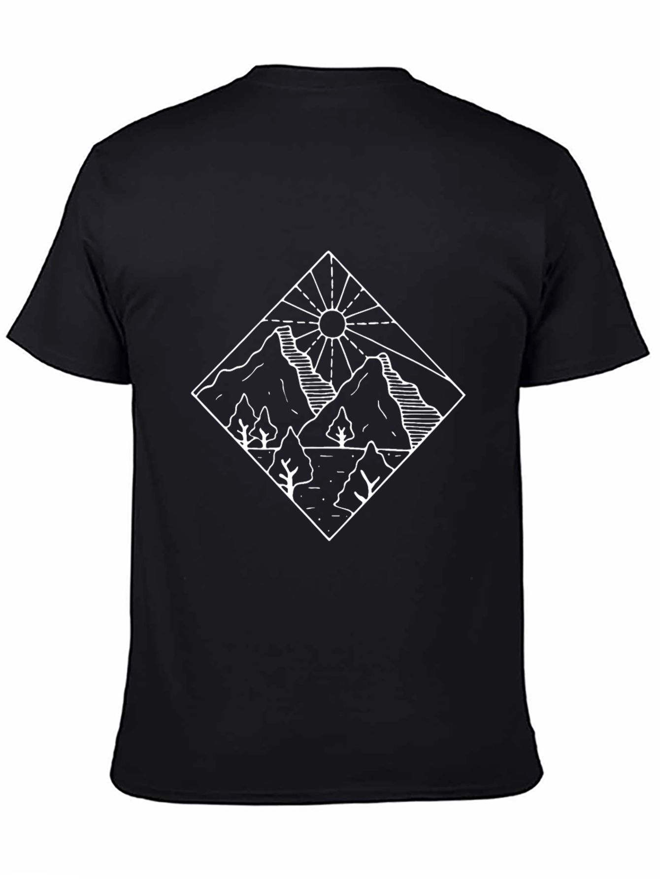 Mountain Scene Graphic Tee - Black Casual Wear