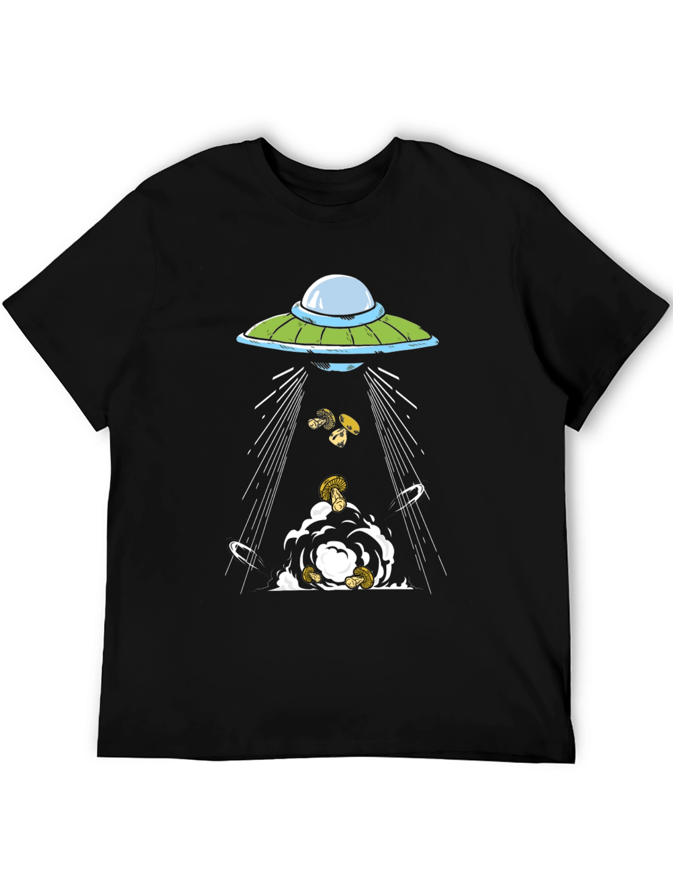 UFO Abduction Mushroom Graphic T-Shirt