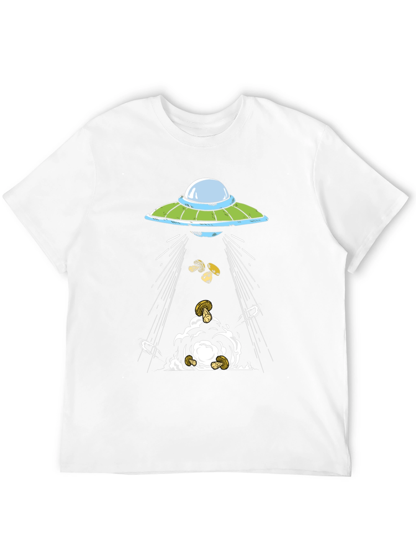 UFO Abduction Mushroom Graphic T-Shirt